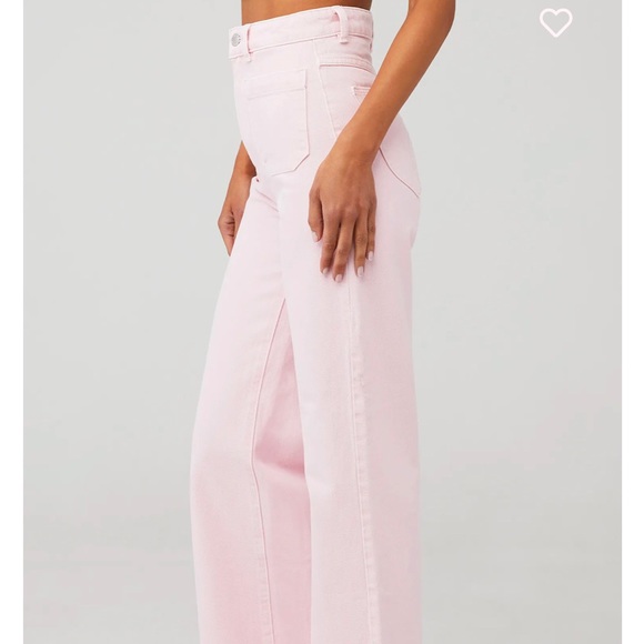 Rollas High Waist Wide Leg Pink Denim Trouser - Picture 2 of 7